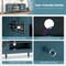Costway TV Stand for TVs up to 65" with 3-Position Adjustable Shelves Tempered Glass Doors Black/Teal Blue